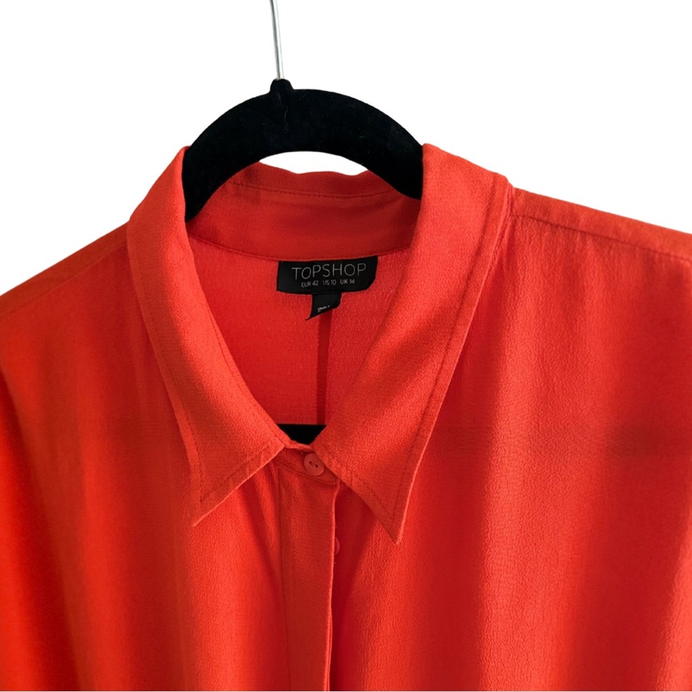 TOPSHOP Orange Tunic Shirt Dress with Drawstring Waist | Size 10 US - Picture 8 of 8